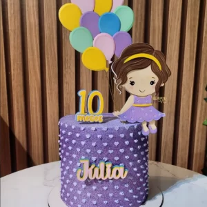 Topo de bolo com mini balões para imprimir, ideal para festa de aniversário e decoração temática colorida.