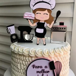 Topo de Bolo Cozinheira Studio para festa de aniversário e decoração temática