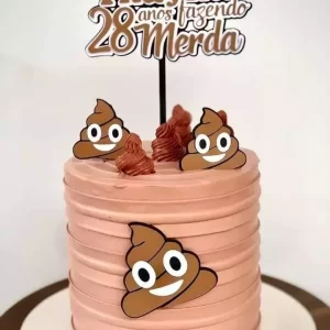 Topo de Bolo Emoji Cocozinho Studio para festa de aniversário e decoração divertida
