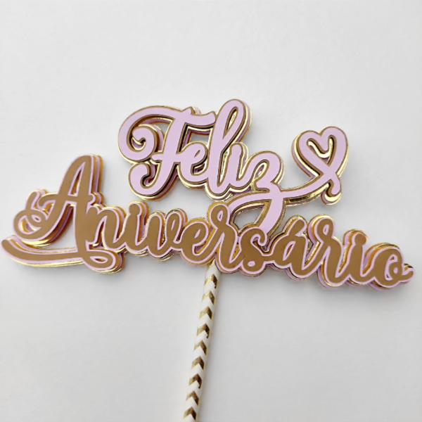 Topo de Bolo Feliz Aniversário Studio