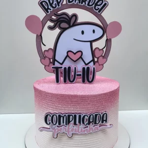 Topo de Bolo Flork Feminino Studio para festa de aniversário e decoração divertida