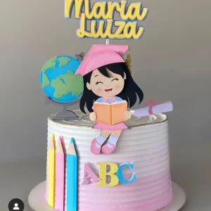 Arquivo digital de topo de bolo Formandos ABC no formato Studio, ideal para festas de formatura infantil ou escolar.