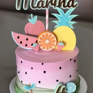 Topo de Bolo Frutas Studio para festa de aniversário e decoração temática