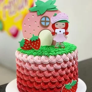 Arquivo digital de topo de bolo Moranguinho no formato Studio, ideal para festas infantis com tema da personagem Moranguinho.