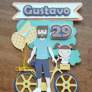 Topo de Bolo Pai e Filha Studio para festa de aniversário e decoração temática
