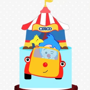 Topo de Bolo Palhaço Plim Plim Studio para festa de aniversário e decoração infantil