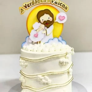 Arquivo digital de topo de bolo Páscoa Jesus no formato Studio, ideal para comemorações de Páscoa e festas religiosas.