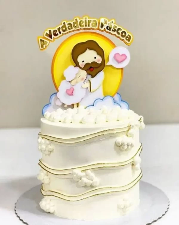 Topo de Bolo Pascoa Jesus Studio