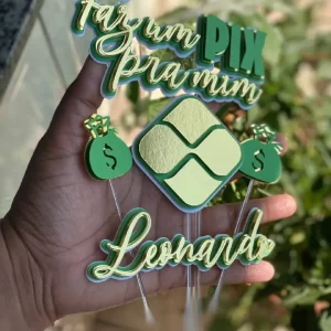 Topo de bolo Pix para imprimir, ideal para festa de aniversário infantil e decoração temática criativa.