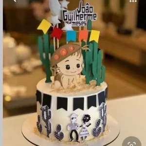 Topo de bolo São João para imprimir, ideal para festa junina, aniversário infantil e decoração temática.