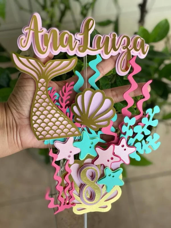 Topo de Bolo Sereia Para Imprimir Studio