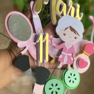 Topo de bolo Spa para imprimir, ideal para festa de aniversário, chá de spa ou comemoração temática relaxante.