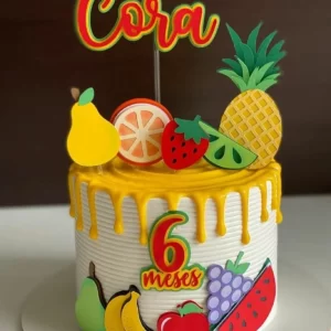 Topo de Bolo Tema Frutinhas Studio para festa de aniversário e decoração temática
