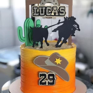 Topo de Bolo Tema Vaqueiro Studio para festa de aniversário e decoração country