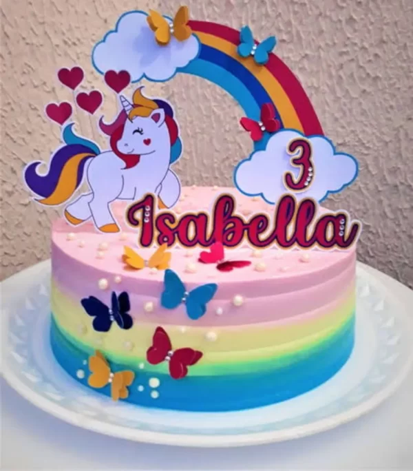 Topo de Bolo Unicornio Rosa Studio