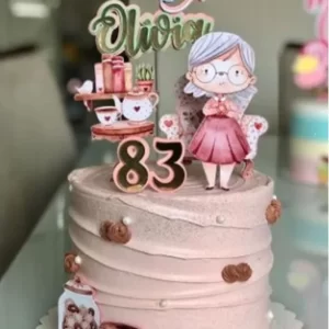 Topo de Bolo Vovó Costureira para imprimir, ideal para festa de aniversário e decoração temática