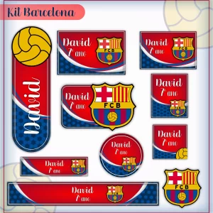 Arquivo Etiqueta Escolar Barcelona para imprimir – etiquetas escolares personalizadas com o escudo e cores do time Barcelona.