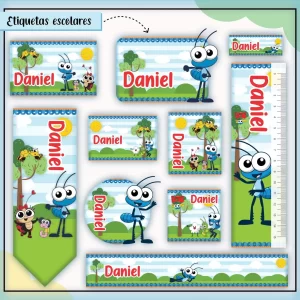 Arquivo Etiqueta Escolar Bob Zoom – etiquetas escolares personalizadas com o personagem Bob Zoom em cores alegres e divertidas.