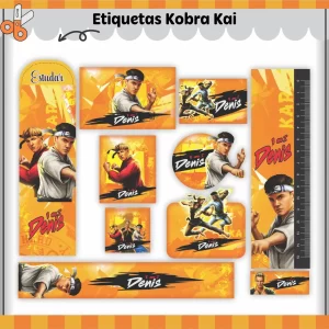 Arquivo Etiqueta Escolar Cobra Kai – etiquetas escolares personalizadas com o tema da série Cobra Kai para imprimir.