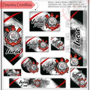 Arquivo Etiqueta Escolar Corinthians – etiquetas escolares personalizadas com escudo e cores do Corinthians para materiais escolares.