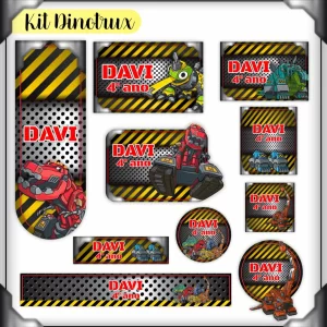 Arquivo Etiqueta Escolar Dinotrux para imprimir – etiquetas escolares personalizadas com personagens Dinotrux.