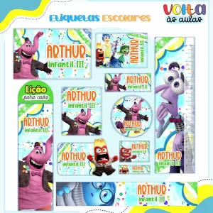 Arquivo Etiqueta Escolar Divertidamente – etiquetas escolares inspiradas no filme Divertidamente para personalizar materiais com cores e emoções.