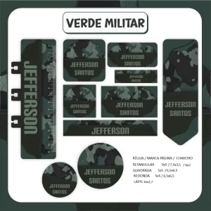 Arquivo Etiqueta Escolar Exército – etiquetas escolares personalizadas com tema militar e cores camufladas para materiais escolares.