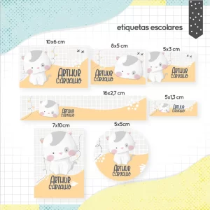 Arquivo Etiqueta Escolar Gatinho – etiquetas escolares personalizadas com gatinhos fofos e coloridos para imprimir.