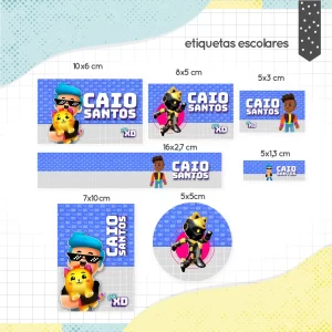 Arquivo Etiqueta Escolar Gato Galáctico para imprimir – etiquetas escolares personalizadas com tema de gato no espaço.