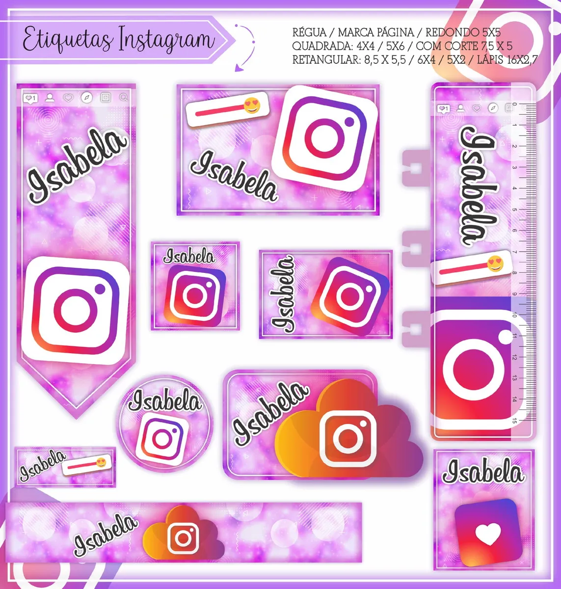 Arquivo Etiqueta Escolar Instagram