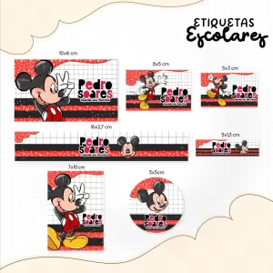 Arquivo Etiqueta Escolar Mickey – etiquetas escolares personalizadas com o clássico Mickey Mouse para imprimir.