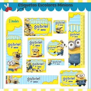 Arquivo Etiqueta Escolar Minions para imprimir – etiquetas escolares personalizadas com os personagens Minions.