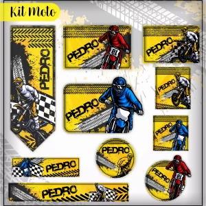Arquivo Etiqueta Escolar Motocross – etiquetas escolares com tema de motocross para personalizar materiais com adrenalina e estilo radical.