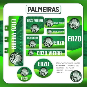 Arquivo Etiqueta Escolar Palmeiras – etiquetas escolares personalizadas com o escudo e cores do time Palmeiras para materiais escolares.