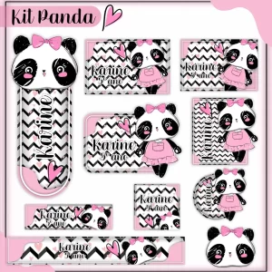 Arquivo Etiqueta Escolar Panda Menina – etiquetas escolares personalizadas com tema de panda fofo e delicado para meninas.