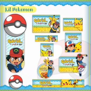 Arquivo Etiqueta Escolar Pokémon PNG – etiquetas escolares em formato PNG com personagens do universo Pokémon para personalizar materiais.