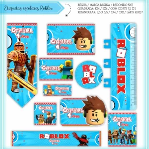 Arquivo Etiqueta Escolar Roblox – etiquetas escolares com personagens e elementos do jogo Roblox para personalizar materiais com diversão e estilo.