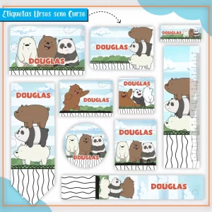 Arquivo Etiqueta Escolar Urso Sem Curso – etiquetas escolares com os personagens divertidos de Ursos sem Curso para imprimir.
