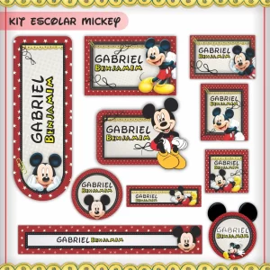 Arquivo Etiqueta do Mickey Escolar – etiquetas escolares personalizadas com o personagem Mickey Mouse.