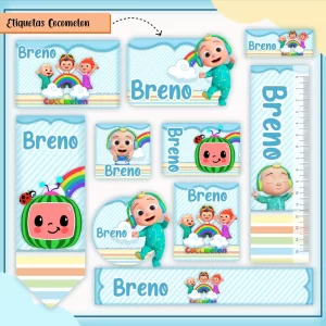 Arquivo Etiquetas Escolares Cocomelon – etiquetas escolares coloridas e divertidas com os personagens do Cocomelon.