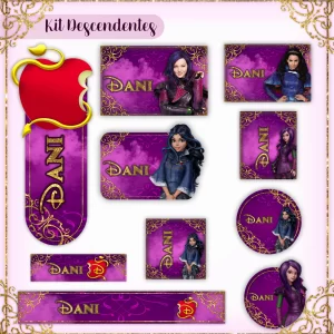Arquivo Etiquetas Escolares Descendentes para imprimir – etiquetas escolares personalizadas com os personagens do filme Descendentes.