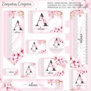 Arquivo Etiquetas Escolares Floral – etiquetas escolares personalizadas com flores delicadas e cores suaves.