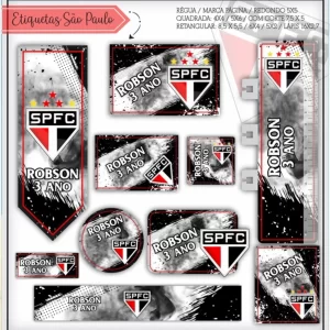 Arquivo Etiquetas Escolares São Paulo – etiquetas escolares personalizadas com escudo e cores do time São Paulo para materiais escolares.