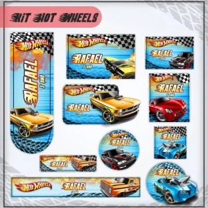 Arquivo Hot Wheels Etiqueta Escolar – etiquetas escolares com carros radicais e coloridos da Hot Wheels para imprimir e personalizar materiais.