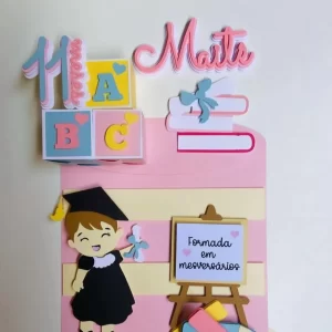 Bolo de formatura do ABC para menina em Studio para imprimir, ideal para festa infantil comemorativa.