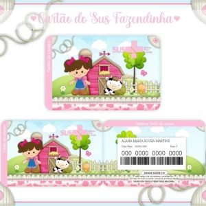 Cartão Sus Fazendinha Rosa Png e Pdf
