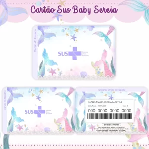 Cartão Sus Sereia Aquarela Png e Pdf