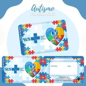 Cartão do SUS Personalizado Autismo em PNG e PDF para imprimir