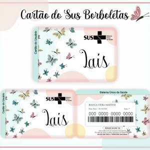 Cartao do sus Personalizado Borboletas Png e Pdf
