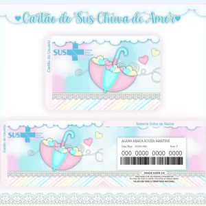 Cartao do sus Personalizado Chuva de Amor